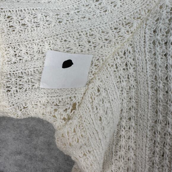 Madewell Crochet-Knit V-Neck Sweater Tee XS Vintage Ivory Short Sleeve Pullover - Picture 5 of 9